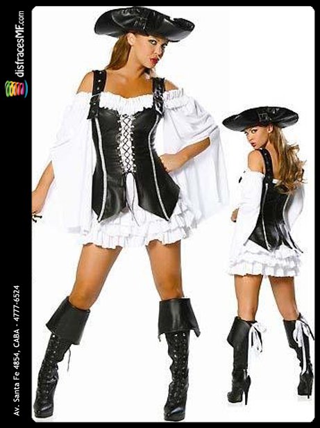 Disfraz de Pirata Sexy Negro Y Blanco - Disfraces MF