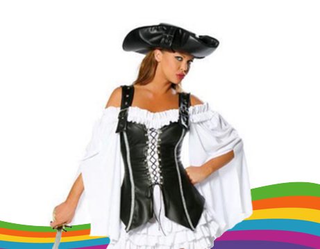 1035 Disfraz de Pirata Sexy Negro Y Blanco Disfraces para Mujeres DisfracesMF