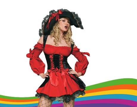 Disfraz de Pirata Sexy Rojo Y Negro para mujer