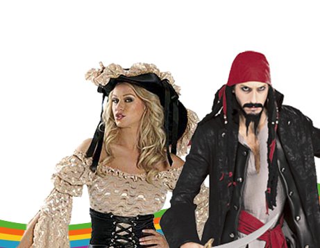 Disfraz de Mujer Corsaria y Hombre Pirata del Caribe