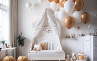 Globos con helio 3 habitación de niños decorada con globos con helio